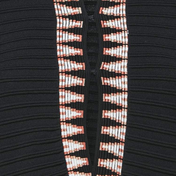 Pre Owned Maje Black Patterned Knit Top and Skirt S/M