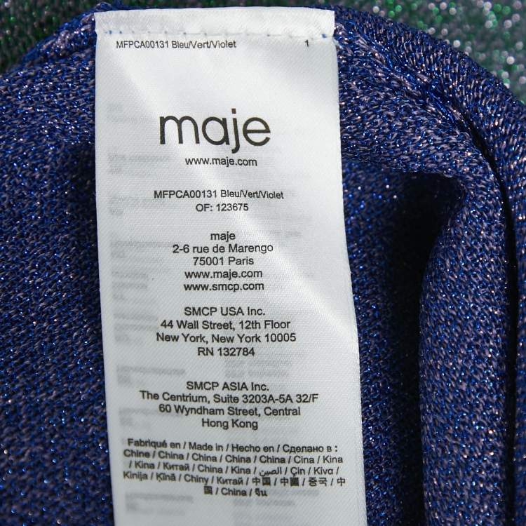 Pre Owned Maje Green/Blue Lurex Knit Zip-Up Jacket L