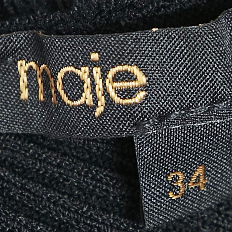 Pre Owned Maje Black Bead Detail Rib Knit Cut-Out Detail Mini Dress XS