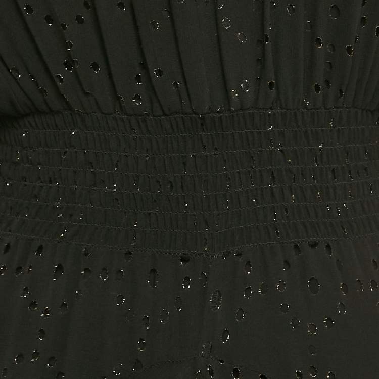 Pre Owned Maje Black Silk Rachellim Eyelet Maxi Dress S