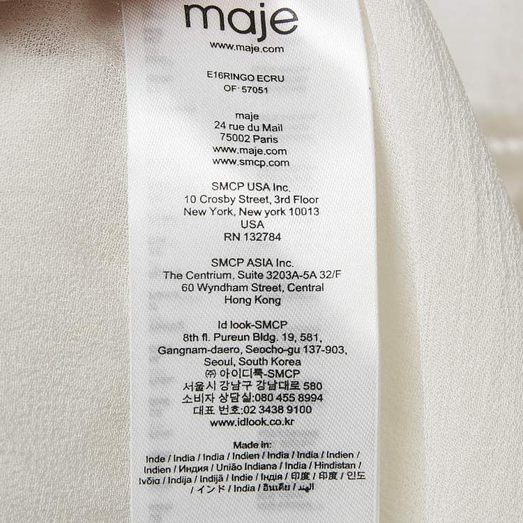 مملوكة مسبقًا Maje White Seersucker Midi Dress M 