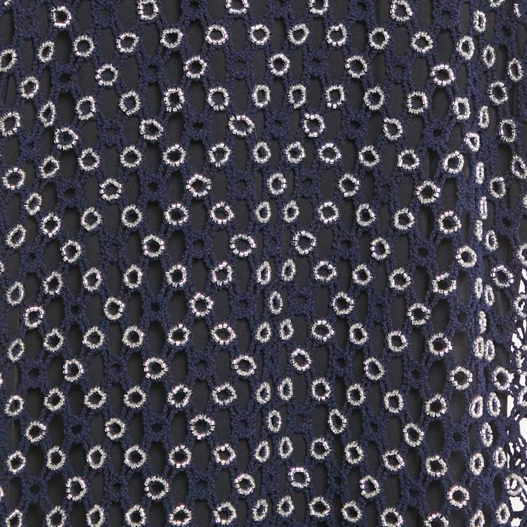Pre Owned Maje Blue Beaded Crochet Maxi Dress S