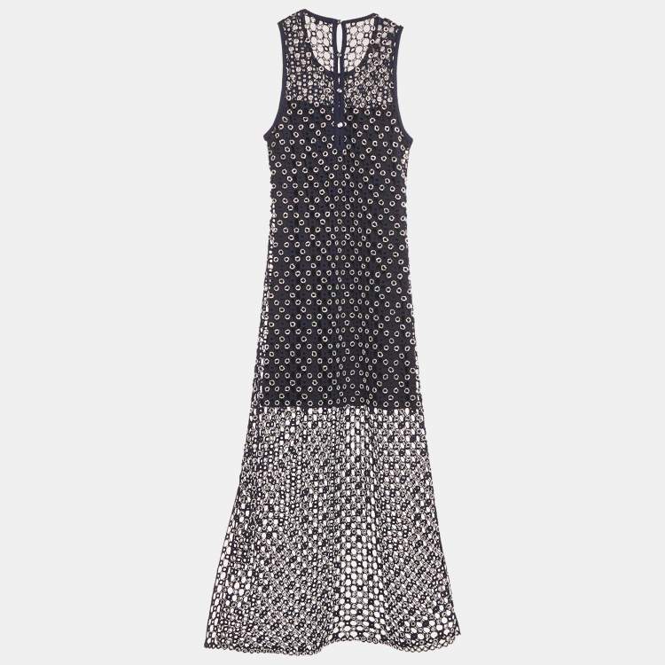 Pre Owned Maje Blue Beaded Crochet Maxi Dress S
