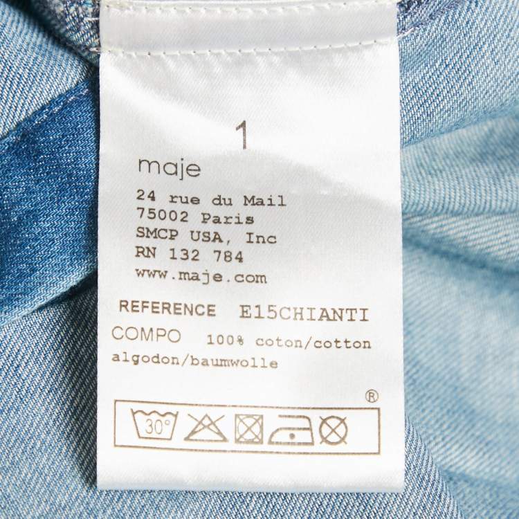 Pre Owned Maje Blue Denim Button Front Long Sleeve Shirt S