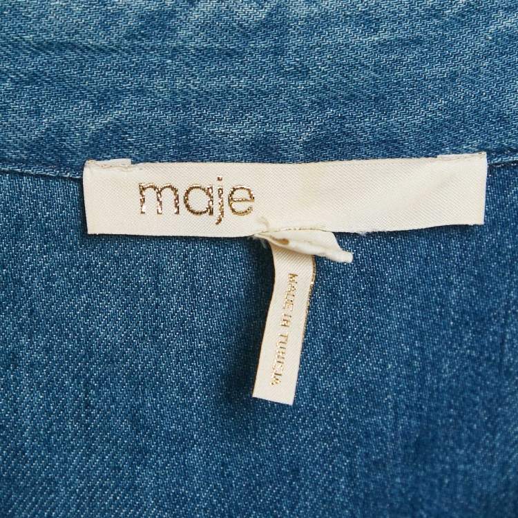 Pre Owned Maje Blue Denim Button Front Long Sleeve Shirt S