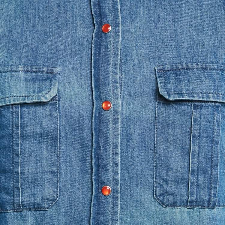 Pre Owned Maje Blue Denim Button Front Long Sleeve Shirt S