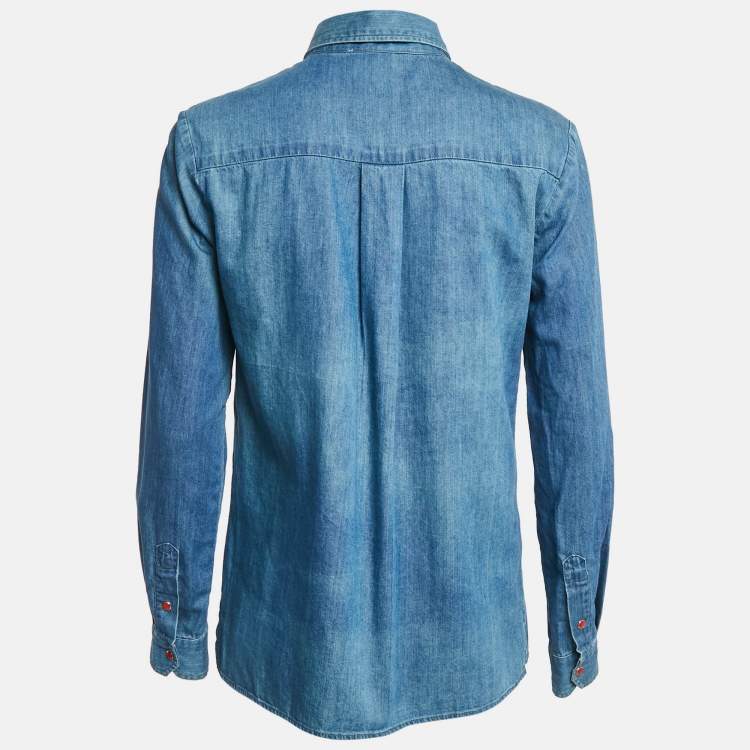 Pre Owned Maje Blue Denim Button Front Long Sleeve Shirt S