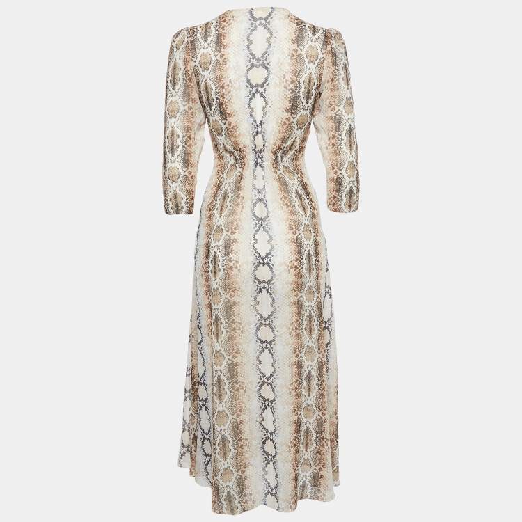 Pre Owned Maje Multicolor Snake Print Crepe V-Neck Repena Imprime Long Dress M