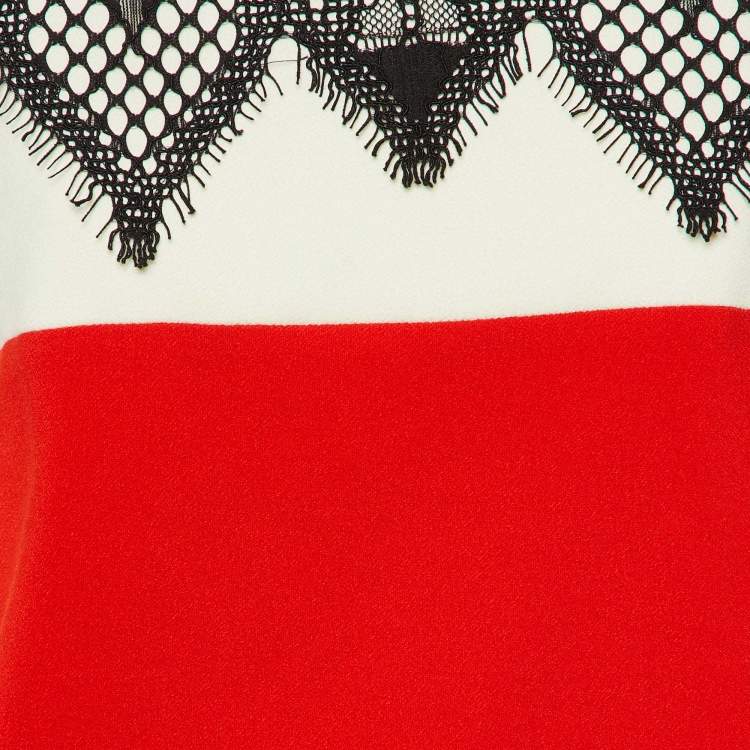 Pre Owned Maje Rouge Colorblock Crepe Lace Overlay Mini Dress M