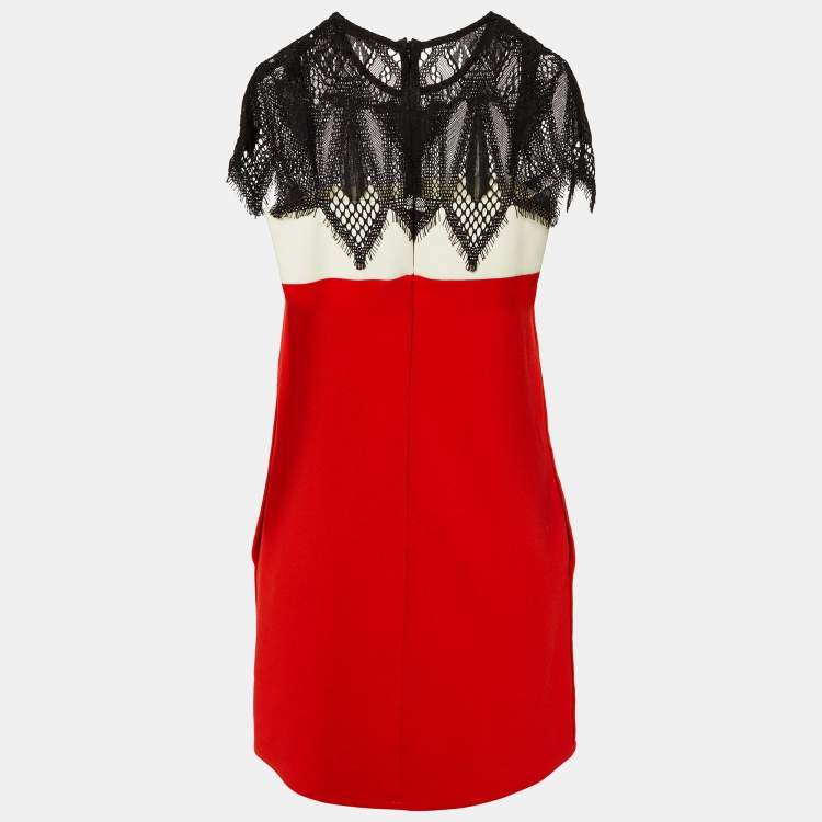Pre Owned Maje Rouge Colorblock Crepe Lace Overlay Mini Dress M