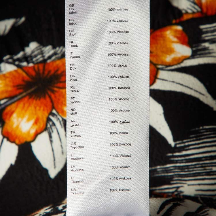 Pre Owned Maje Black Tropical Print Crepe Rolina Mini Dress M