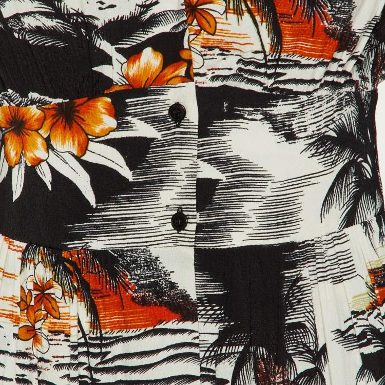 Pre Owned Maje Black Tropical Print Crepe Rolina Mini Dress M