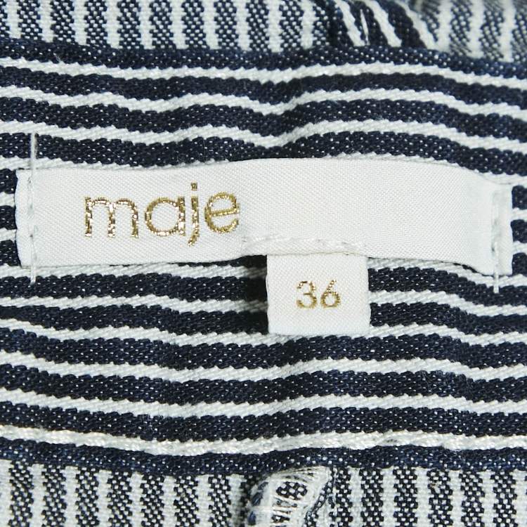 Pre Owned Maje Navy Blue/White Stripe Denim Ritano Midi Dress S