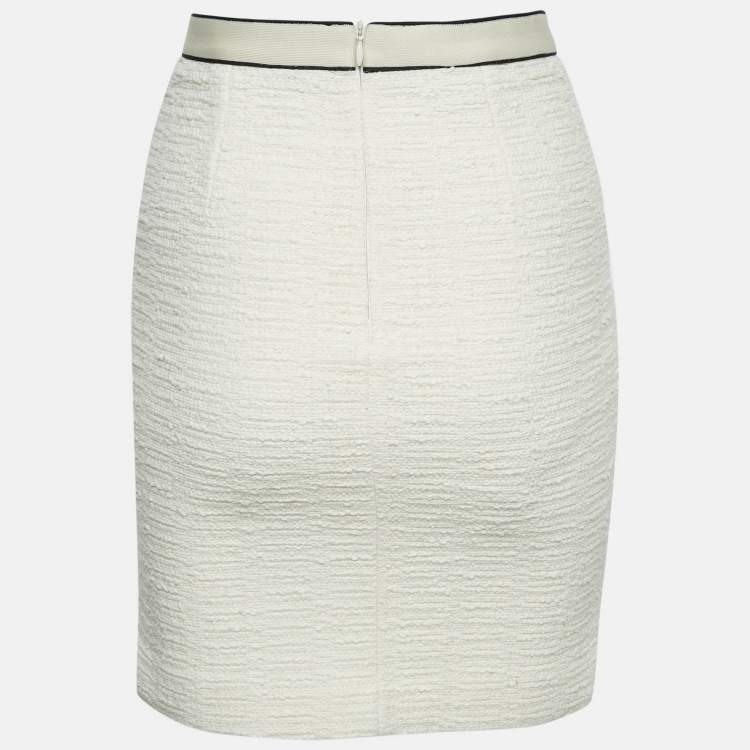 Pre Owned Maje White Tweed Mini Skirt XS