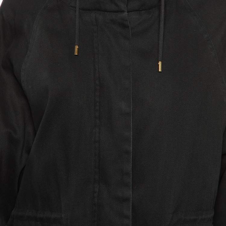Pre Owned Maje Black Cotton Fur Lined Hooded Jacket M