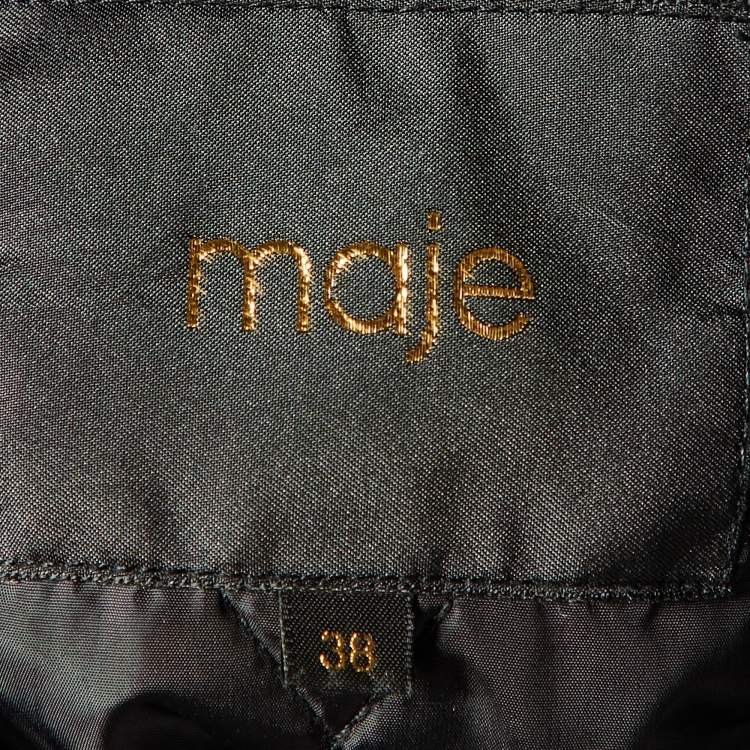 Pre Owned Maje Black Cotton Fur Lined Hooded Jacket M