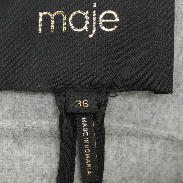 Pre Owned Maje Grey Wool Blend and Faux Fur Hood Coat S