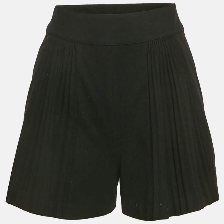 Pre Owned Maje Black Wool Blend Pleated Shorts S