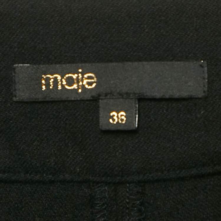 Pre Owned Maje Black Wool Blend Pleated Shorts S