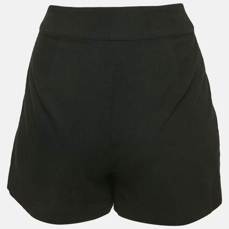 Pre Owned Maje Black Wool Blend Pleated Shorts S