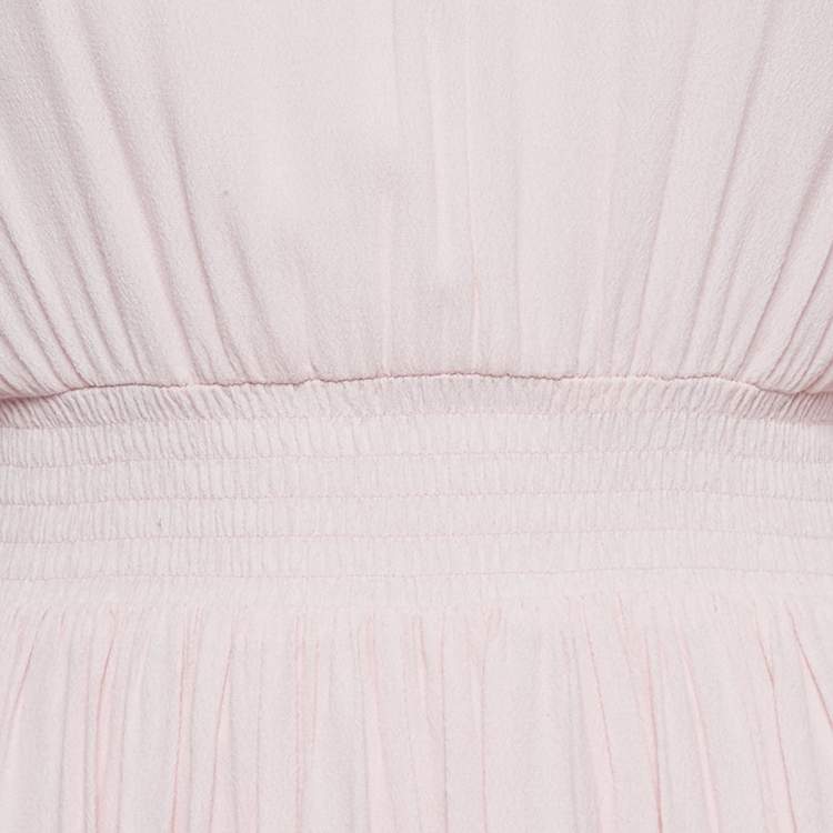 Pre Owned Maje Pink Crepe Shirring Mini Dress S