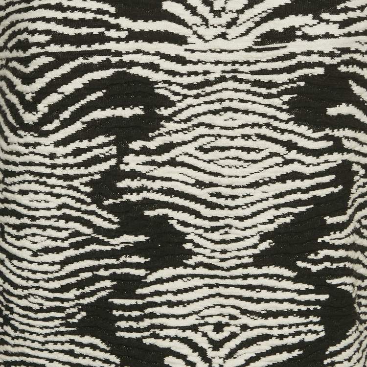 Pre Owned Maje Black/White Textured Knit Long Sleeve Top S