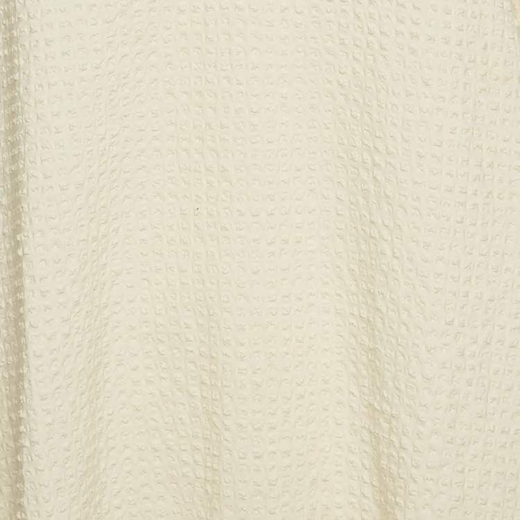 Pre Owned Maje Cream Seersucker Flounce Mini Dress S