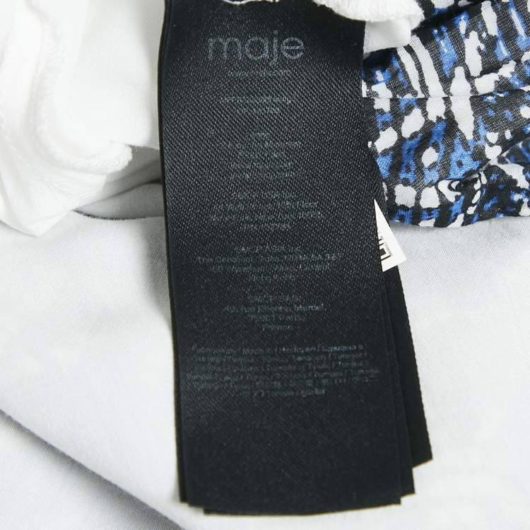 Pre Owned Maje Blue Printed Cotton Cut-Out Mini Dress S