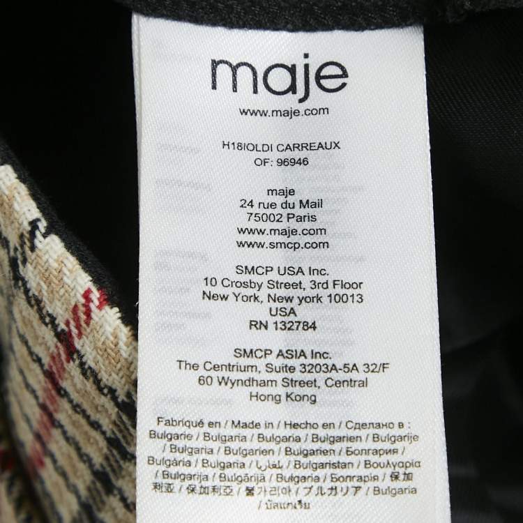 Pre Owned Maje Brown Checks Cotton Blend Mini Skirt S