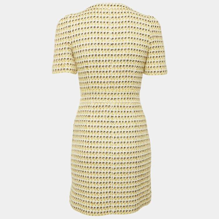 Pre Owned Maje Yellow Tweed Mini Dress S