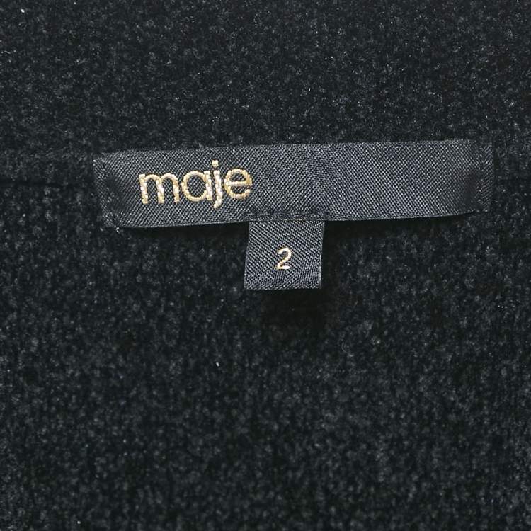 Pre Owned Maje Navy Blue Monogram Jacquard Jacket and Skirt Set M