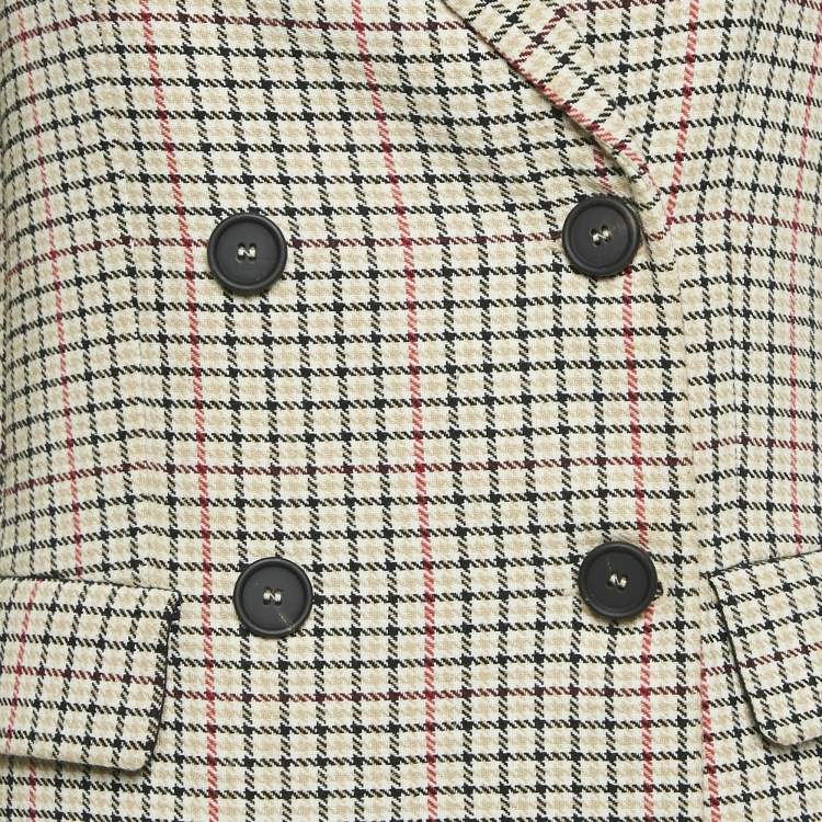 Pre Owned Maje Beige Checks Cotton Double Breasted Jacket S