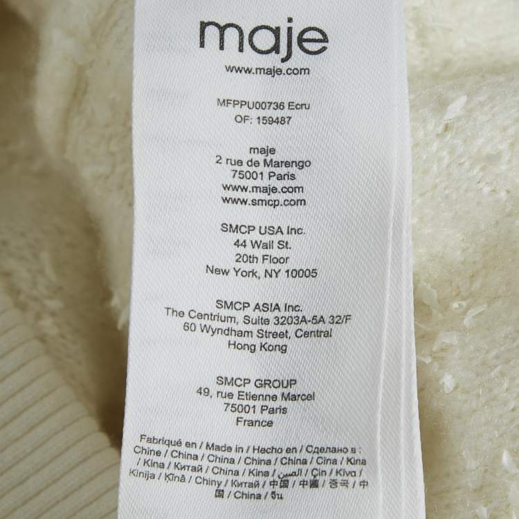 Pre Owned Maje White Textured Tweed Jacket and Top Set M