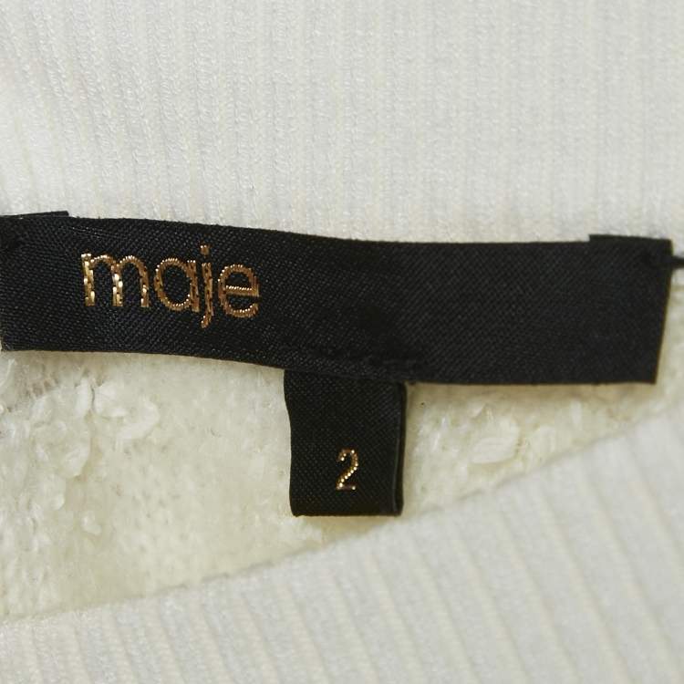 Pre Owned Maje White Textured Tweed Jacket and Top Set M