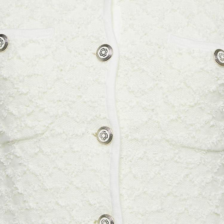 Pre Owned Maje White Textured Tweed Jacket and Top Set M