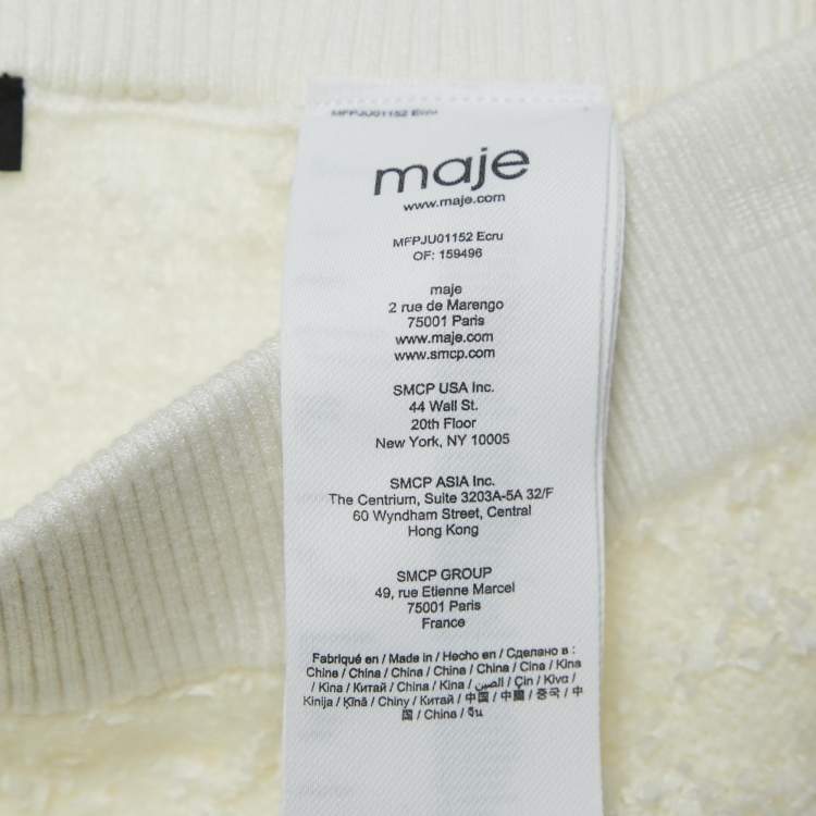 Pre Owned Maje White Textured Tweed Knit Mini Skirt S