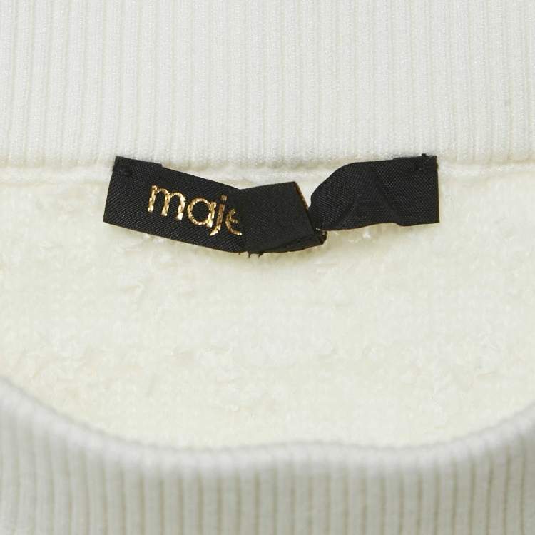 Pre Owned Maje White Textured Tweed Knit Mini Skirt S