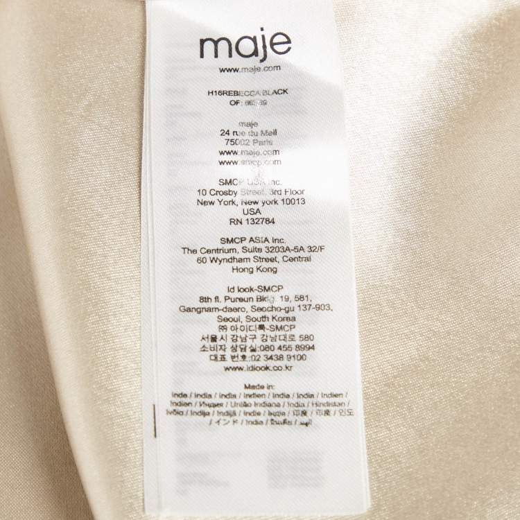Pre Owned Maje Black Embellished Satin Rebecca Mini Dress M
