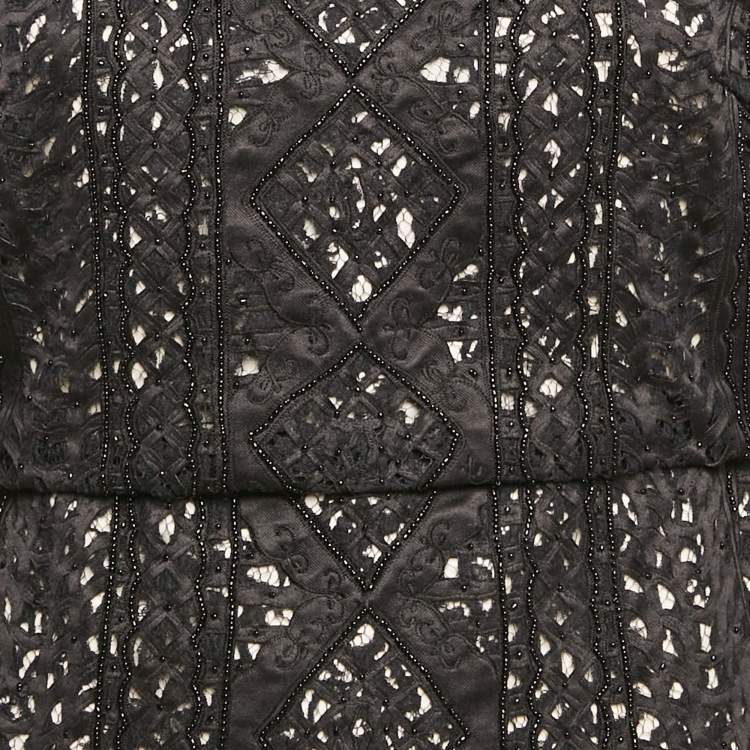 Pre Owned Maje Black Embellished Satin Rebecca Mini Dress M