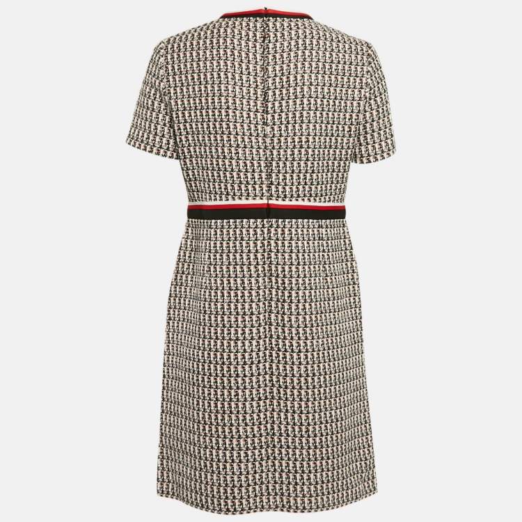 Pre Owned Maje Black/Red Lurex Tweed Bow Belted Rivi Mini Dress M