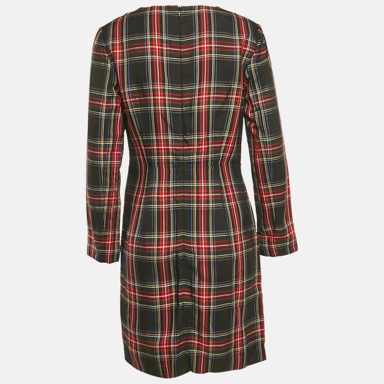 Pre Owned Maje Black/Red Tartan Plaid Crepe Mini Dress L