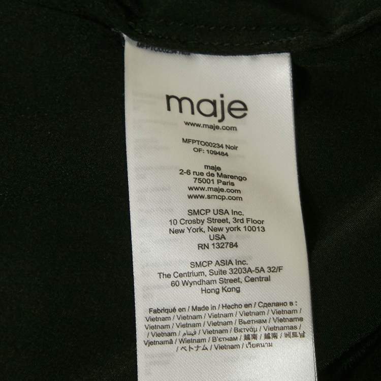 Pre Owned Maje Black Silk Tie-Up Neck Blouse M