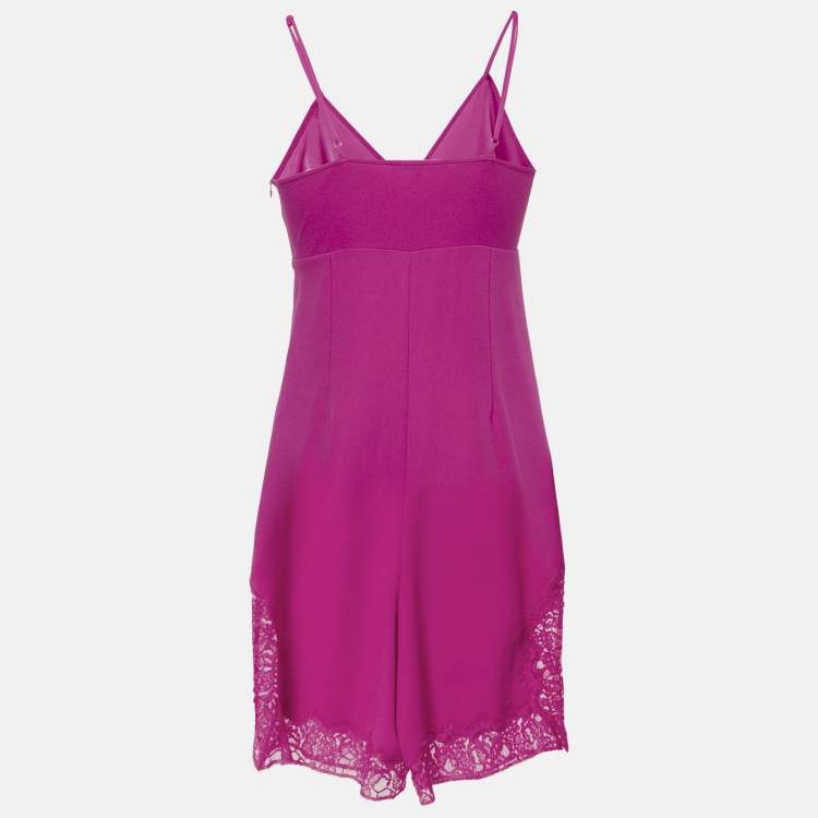 Pre Owned Maje Pink Crepe Lace Trimmed Playsuit S