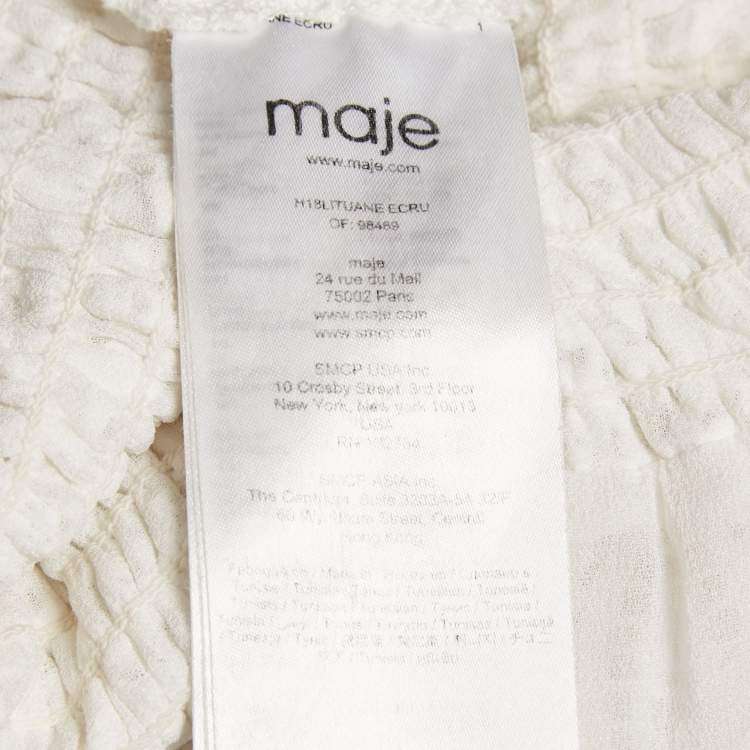Pre Owned Maje White Lace Smocked Tie-Up Detail Lituane Top S
