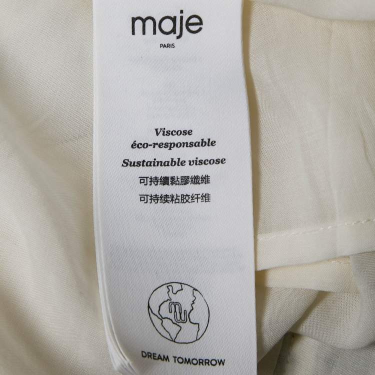 Pre Owned Maje White Istel Print Crepe Tie Neck Jumpsuit S