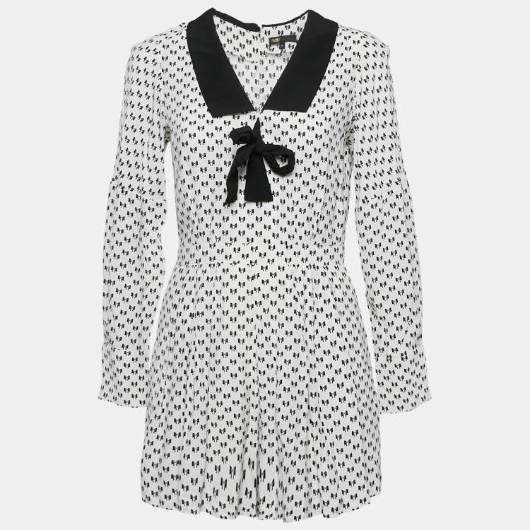 Pre Owned Maje White Istel Print Crepe Tie Neck Jumpsuit S