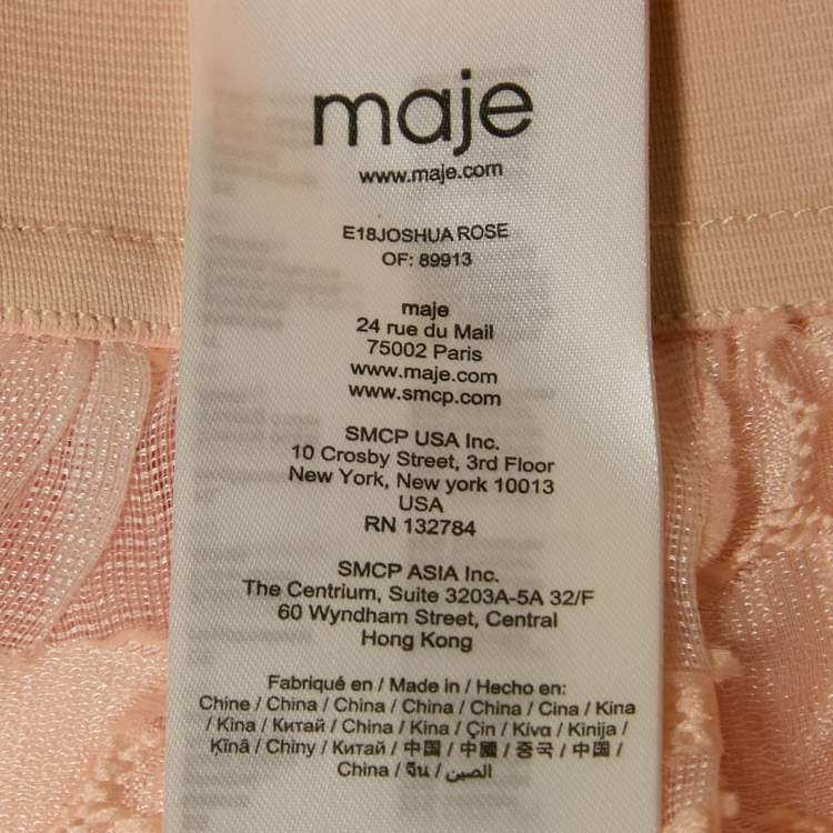 Pre Owned Maje Light Orange/Peach Fil Coupe Joshua Rose Short Skirt L