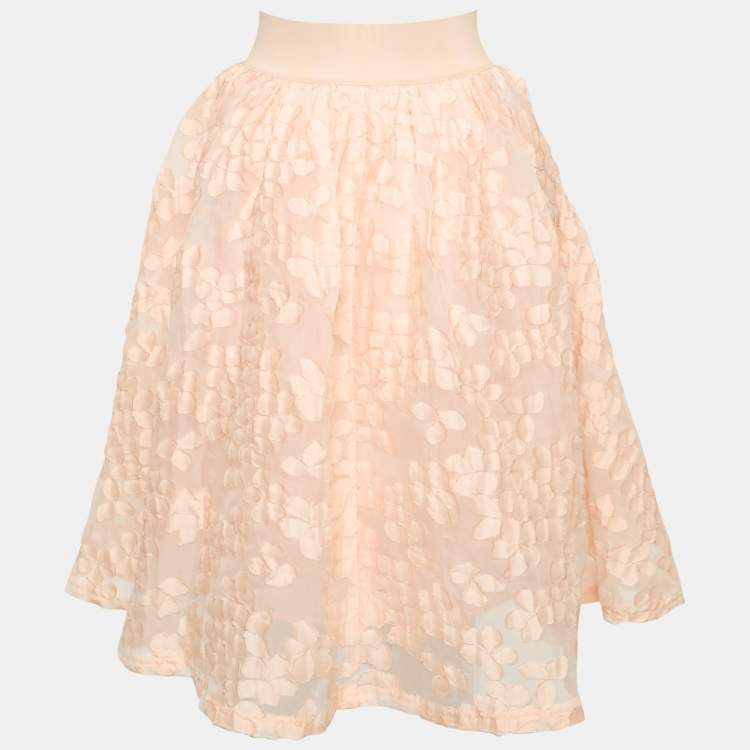 Pre Owned Maje Light Orange/Peach Fil Coupe Joshua Rose Short Skirt L