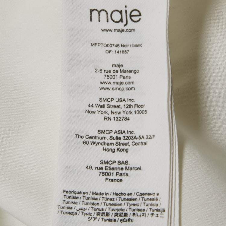 مملوكة مسبقًا Maje White Cotton Liamicia Asymmetric Trompe L'Oeil Shirt S