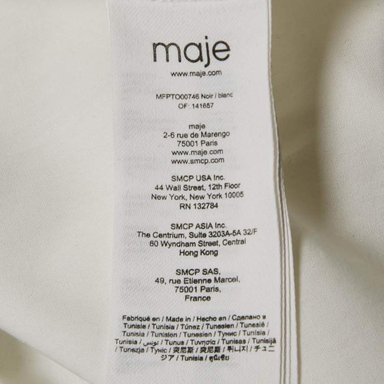 مملوكة مسبقًا Maje White Cotton Liamicia Asymmetric Trompe L'Oeil Shirt S